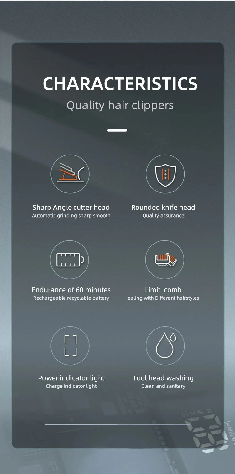 KM-418 Waterproof Hair Clipper Rechargeable Electric Trimmer