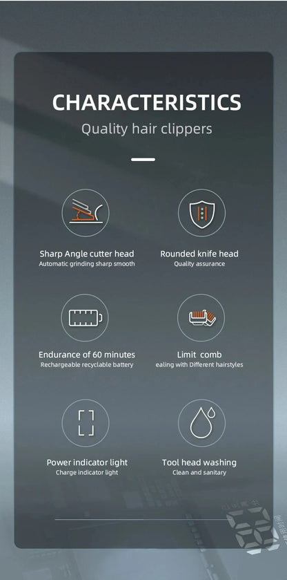 KM-418 Waterproof Hair Clipper Rechargeable Electric Trimmer