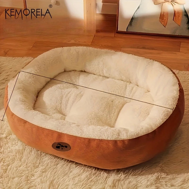 Plush Oval Pet Bed for Thickened machine Washable