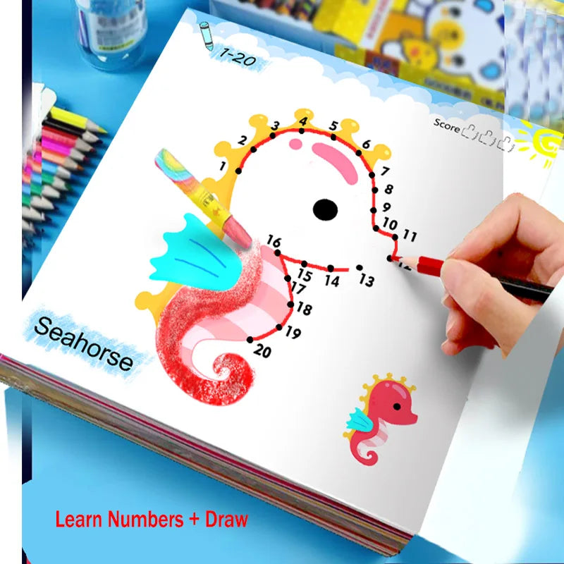 Line drawing, children's doodle books, learning numbers