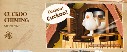 Wooden 3D Puzzle Cuckoo Clock Mechanical Model Building Kit