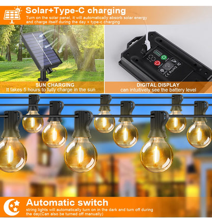 G40 Outdoor Solar String Light Garland LED Solar String Lights