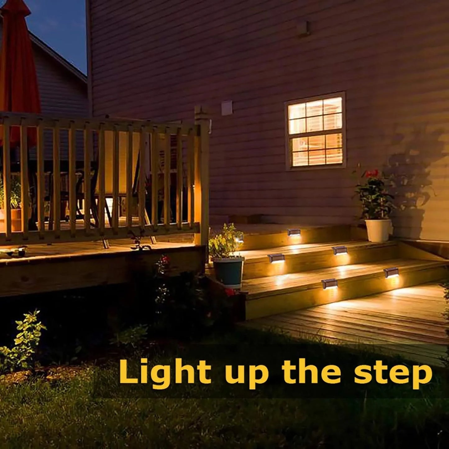 Warm White Solar LED Step Lights Waterproof Outdoor
