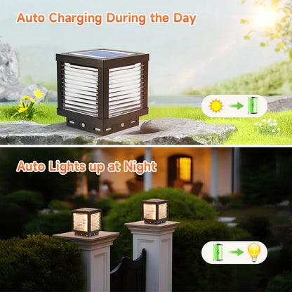 Outdoor Lighting Pillar Lights Remote Control Solar Chapiter Lamp