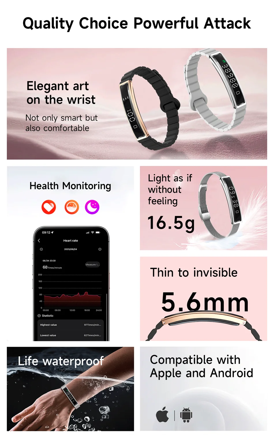 New Fashion Women Smart Bracelet Sport Mode Fitness