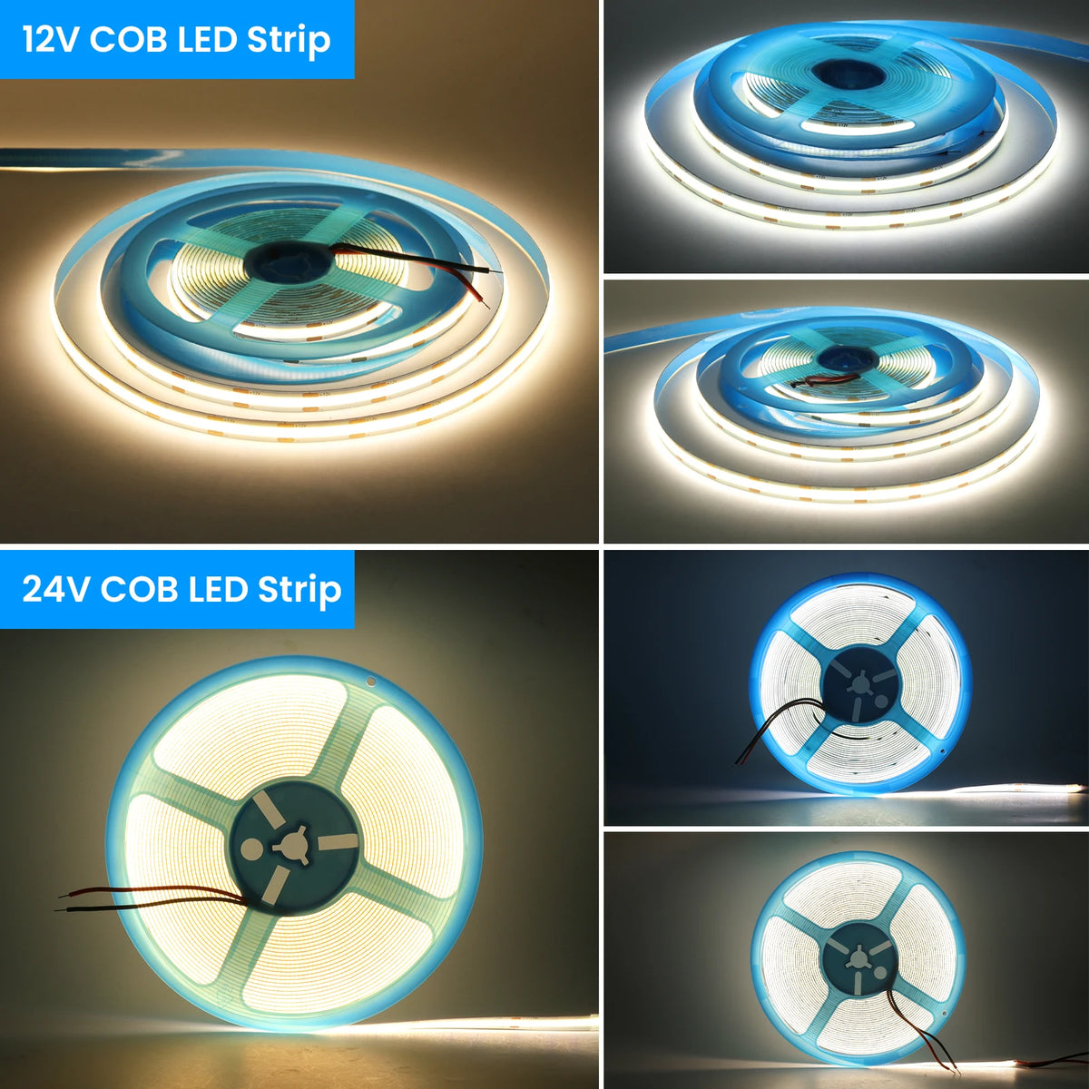 DC12V 24V COB LED Strip Light 480 528LEDs/m High Density