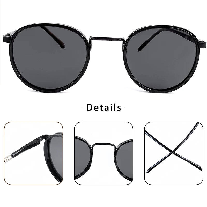 HBK TRetro Punk Men's Polarized Sunglasses Round Design