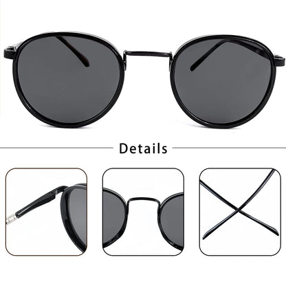 HBK TRetro Punk Men's Polarized Sunglasses Round Design
