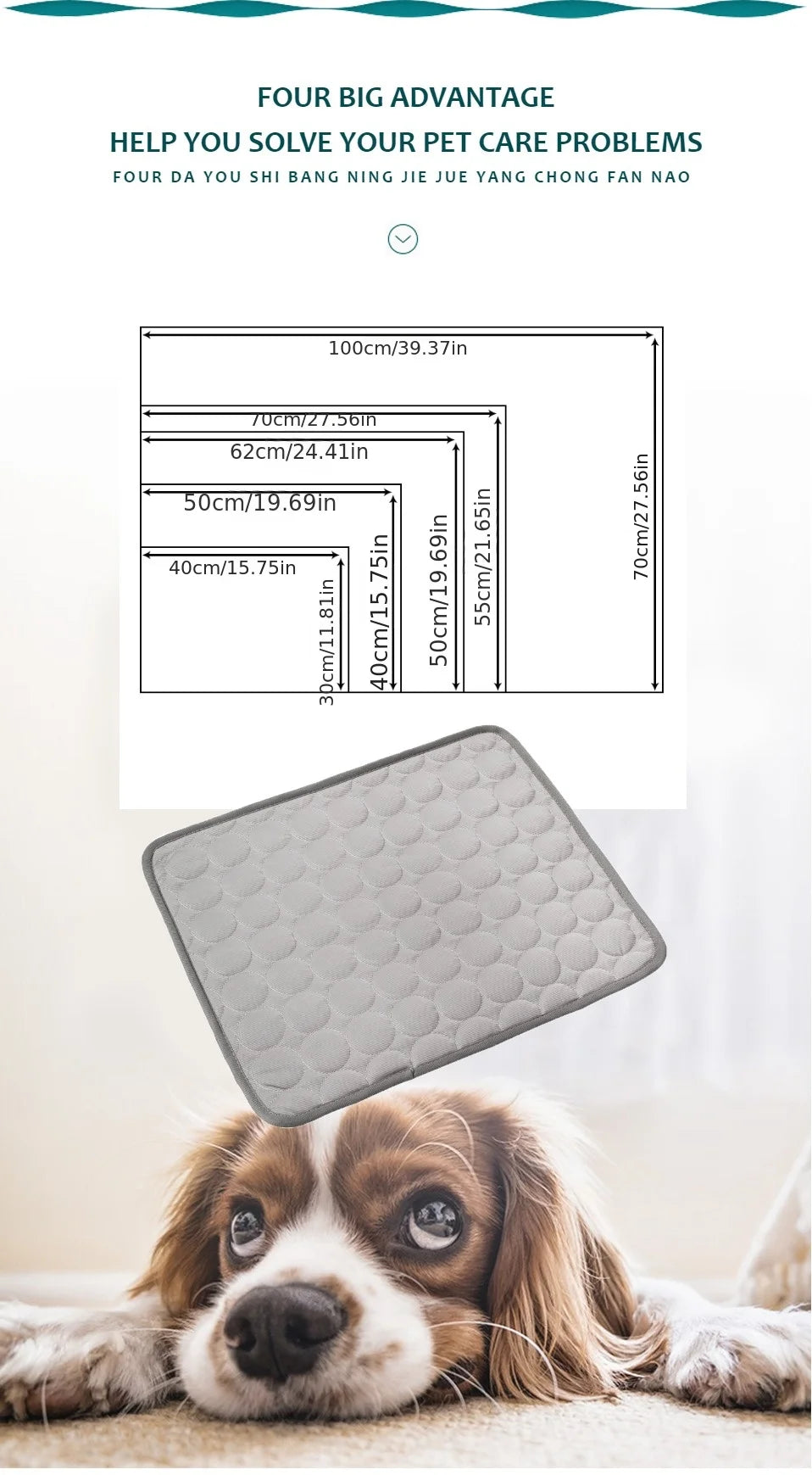 Dog Cooling Mat Summer Pet Cold Bed Extra Large
