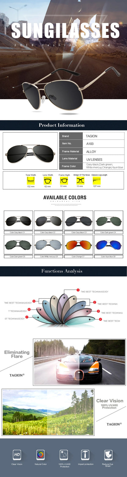 Classic Pilot Sunglasses Men Polarized Driving Sun Glasses