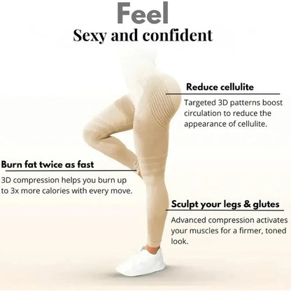 Slimove Cellulite 3D Leggings, High Waisted Butt Lifting