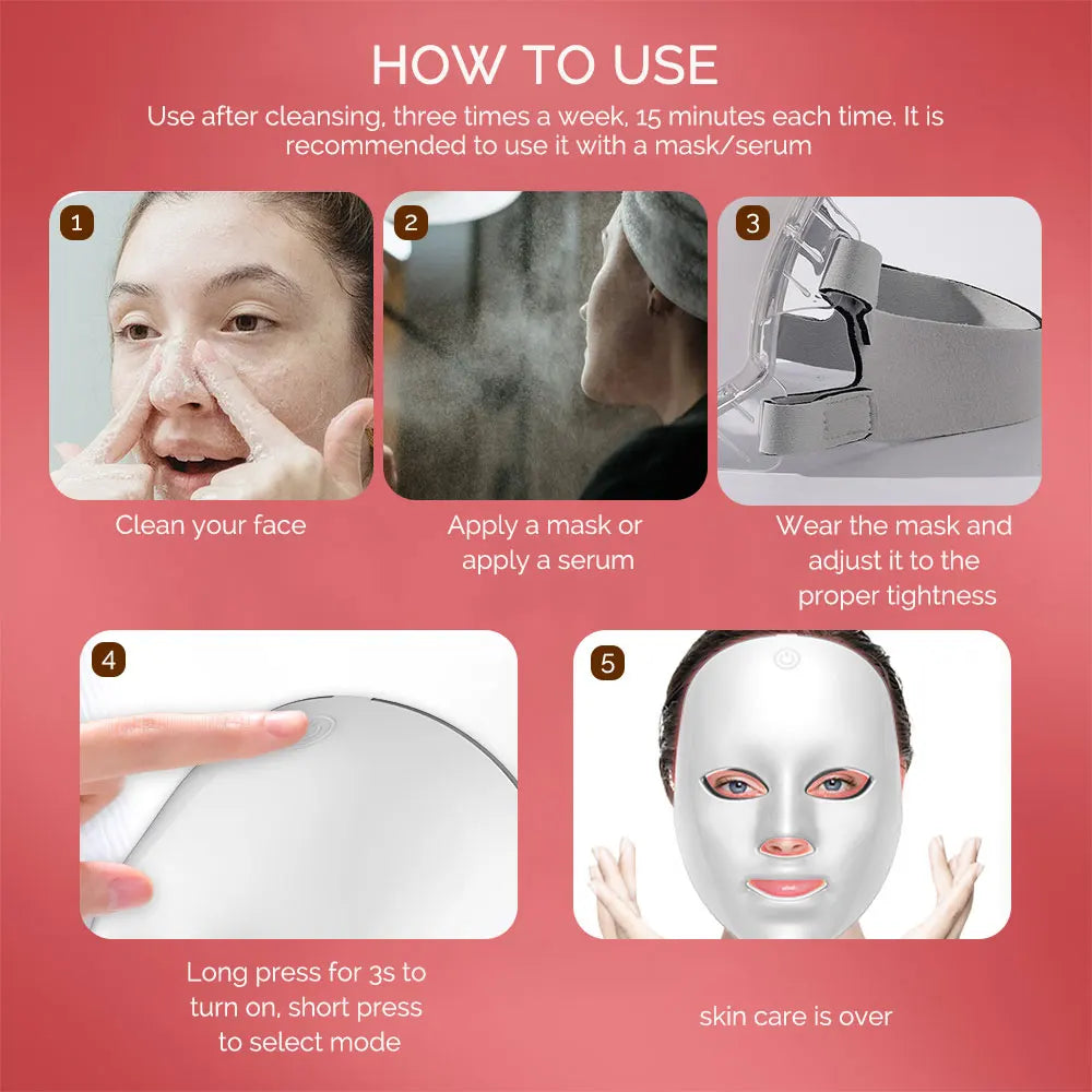 Wireless LED Mask 7 Color LED Face Mask Photon