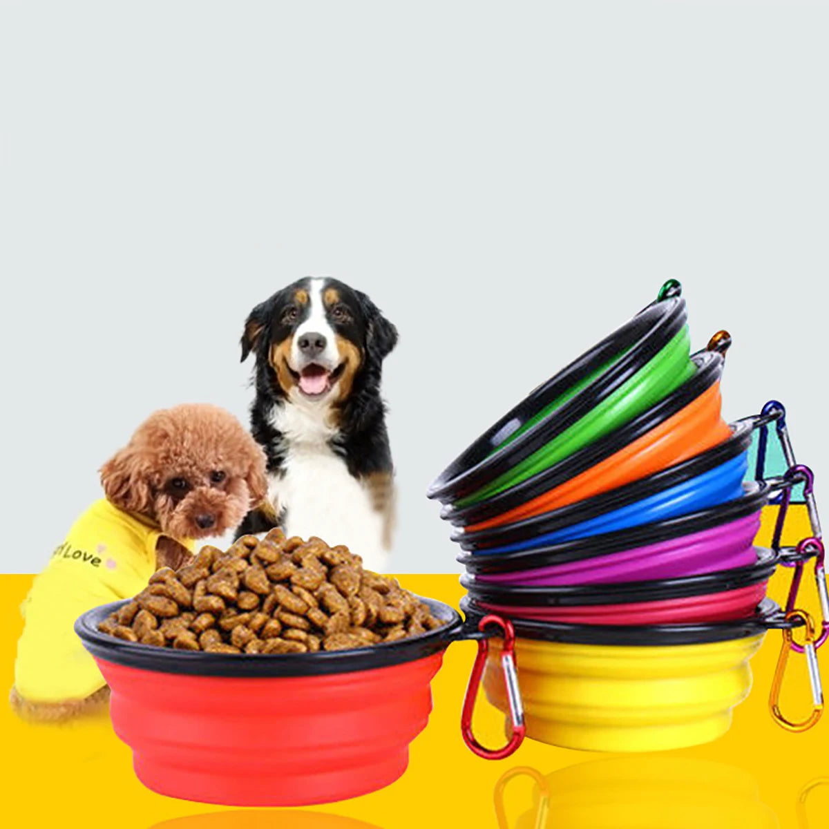 Collapsible Pet Silicone Dog Food Water Bowl Outdoor
