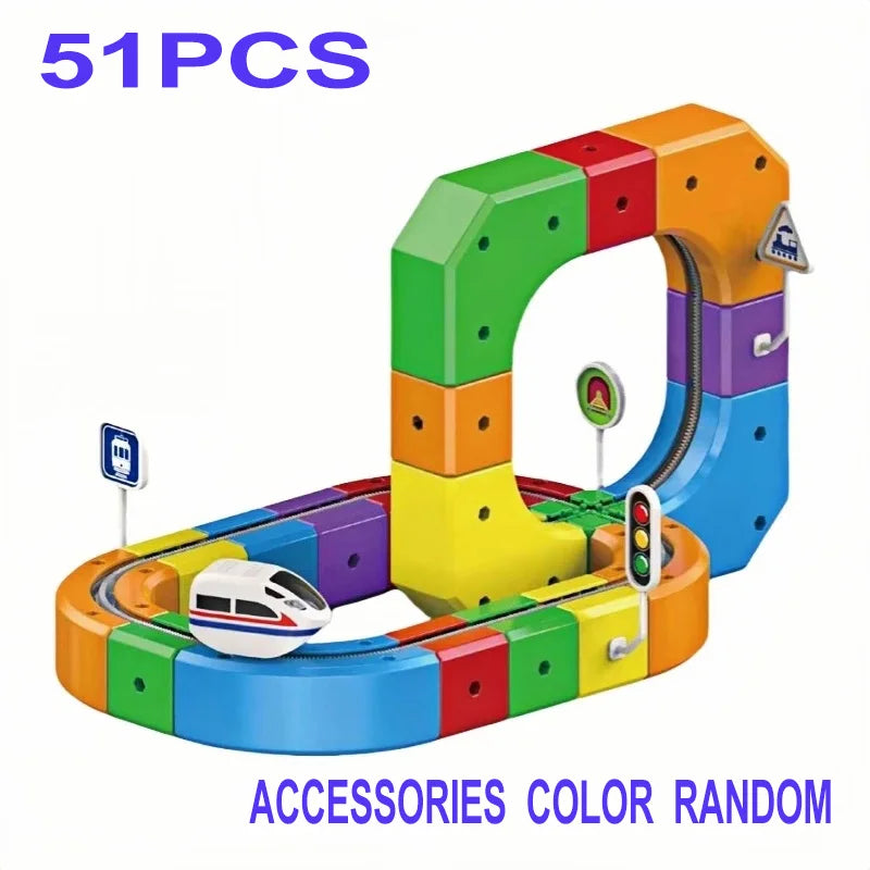 Kids Magnetic Rail Car Cube Toys Educational Toy