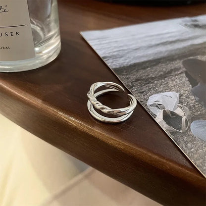 VENTFILLE 925 Sterling Silver Finger Rings Hollow Chain