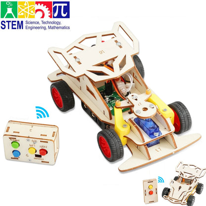 DIY Wooden Remote Control Car Mini Four-Wheel Drive