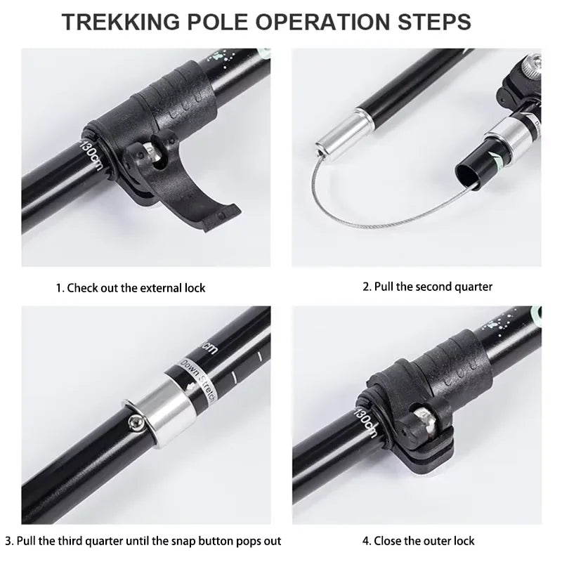 Trekking Poles Ultralight Foldable Telescopic Walking Hiking