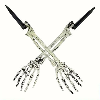 1/6pcs Skeleton Bone Garden Ground Stakes Skull Head & Hand for Halloween
