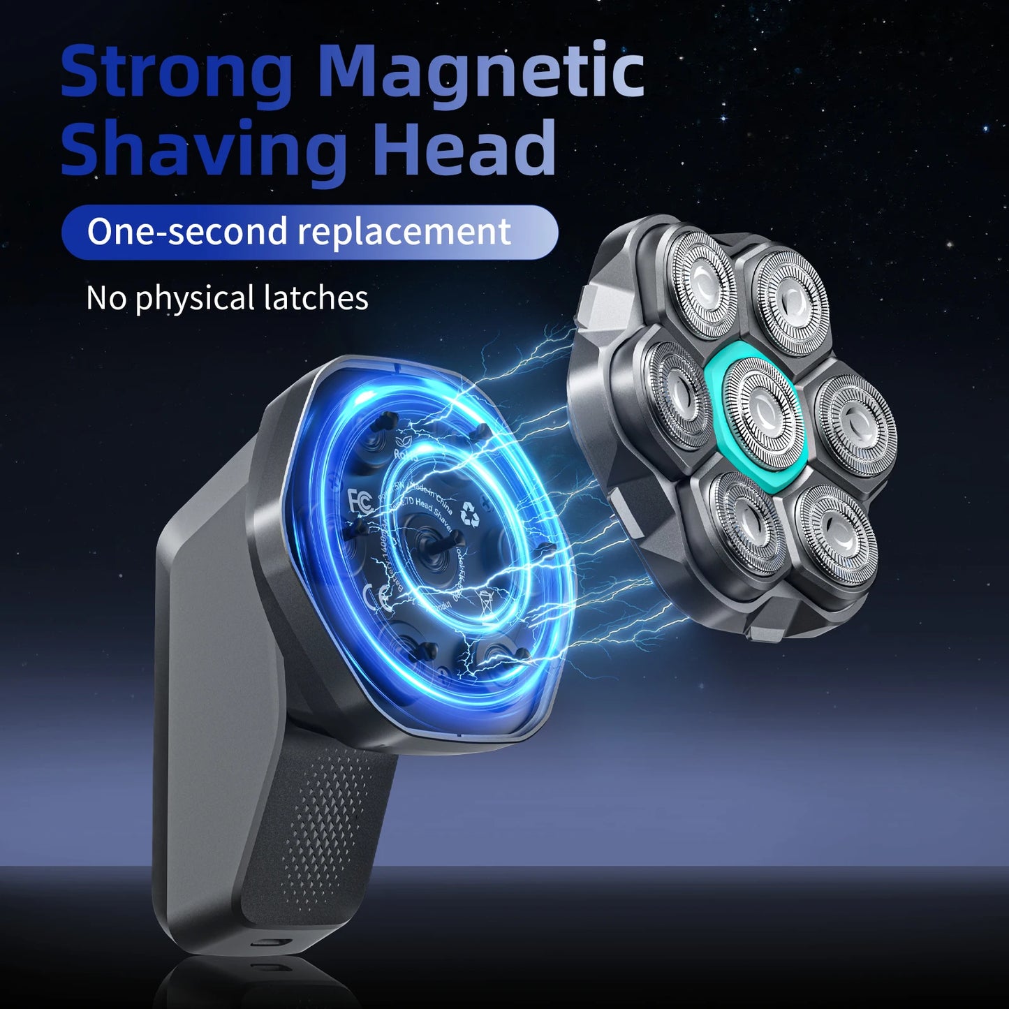 S32 Electric Head Shaver for Men 7D Floating Cutter USB-C Rechargeable