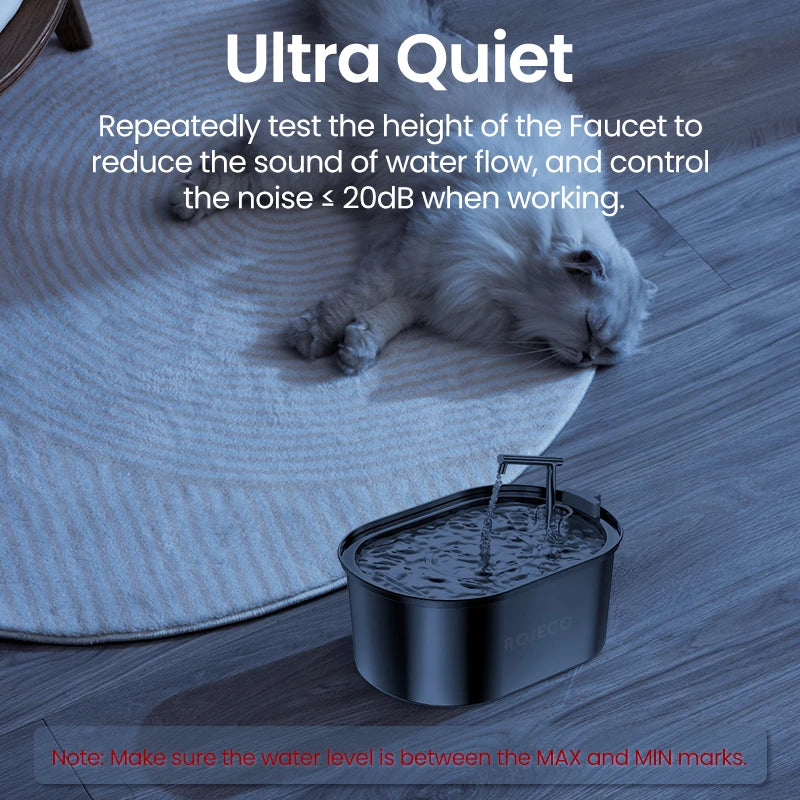 ROJECO Stainless Steel Cat Water Fountain Automatic Cat Drinker