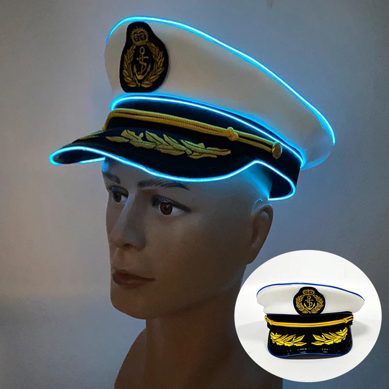 Halloween LED Black Pirate Hat For Adult Pirate Theme Party