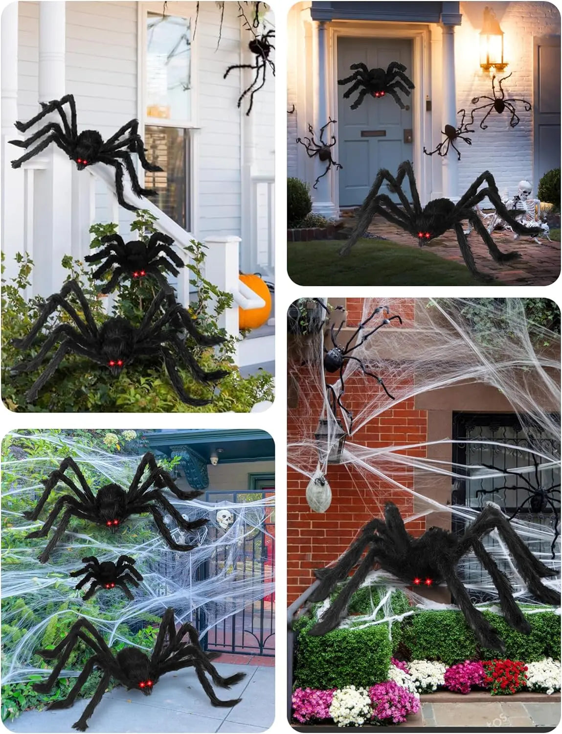Giant Black Plush Spider Halloween Decoration Props