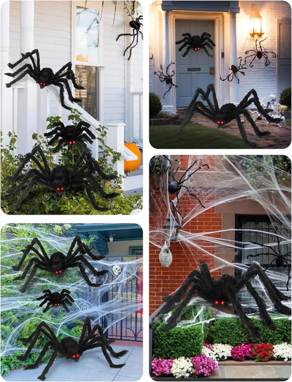 Giant Black Plush Spider Halloween Decoration Props