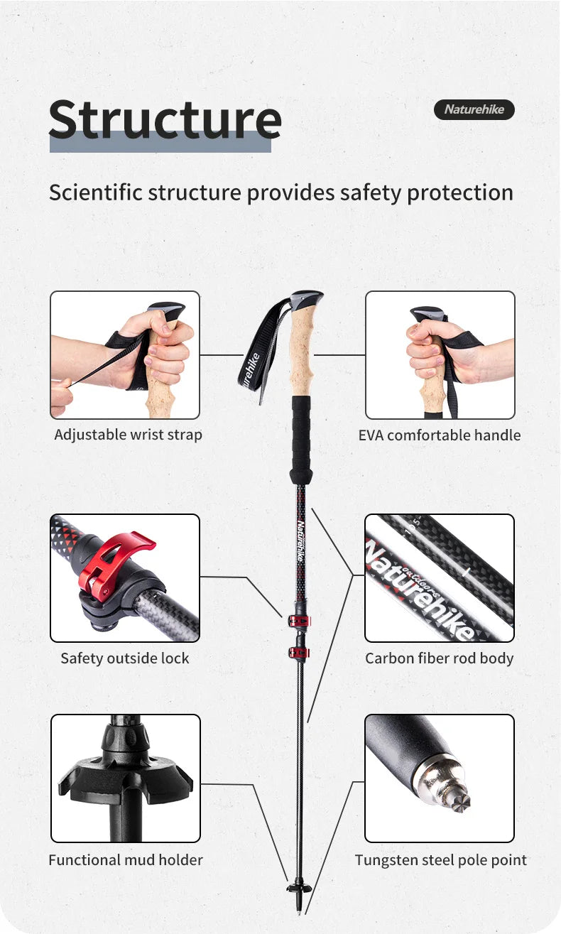 Trekking Poles Carbon Fiber Climbing Stick