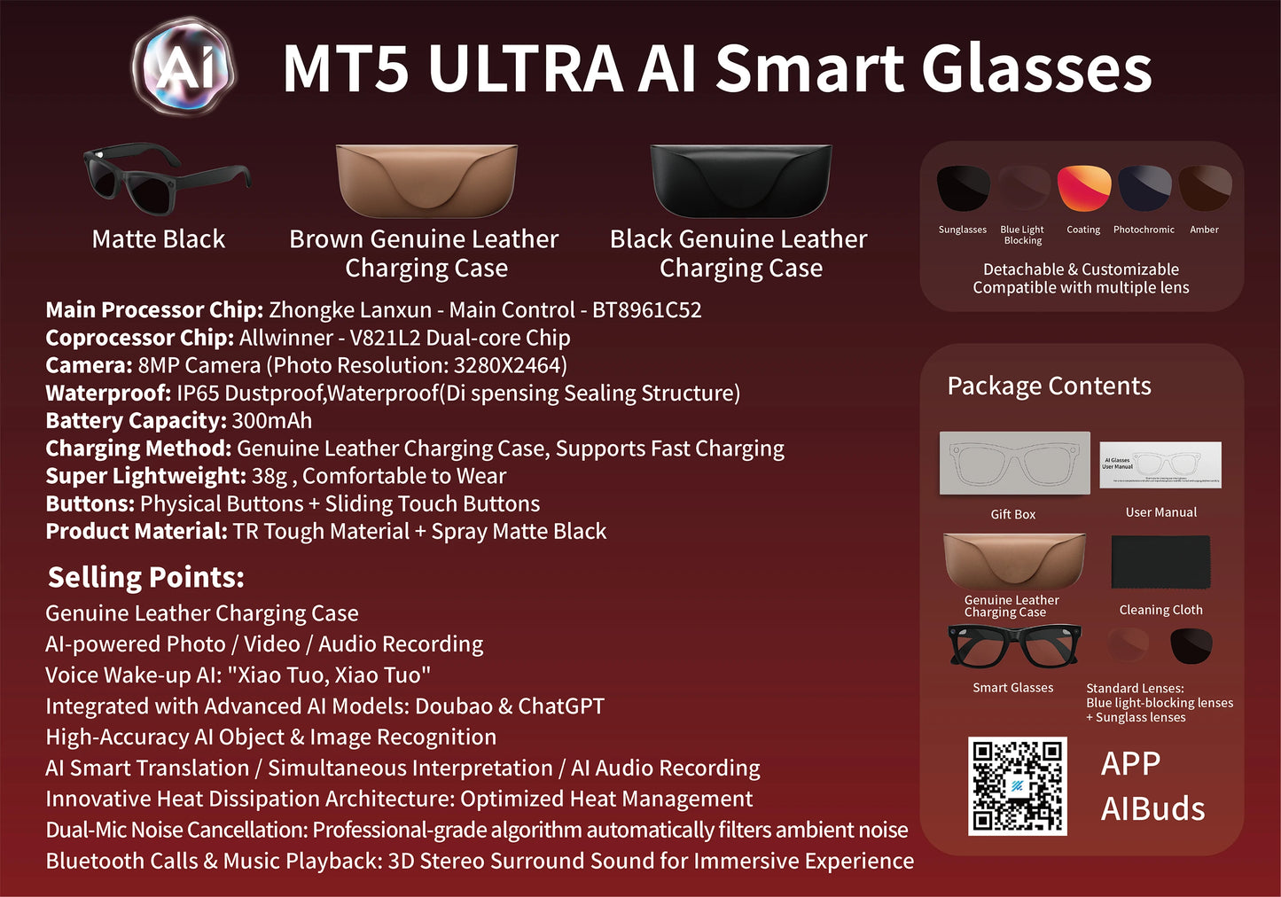 NEW MT5 Ultra AI Smart Glasses Real-time Translation Glasses