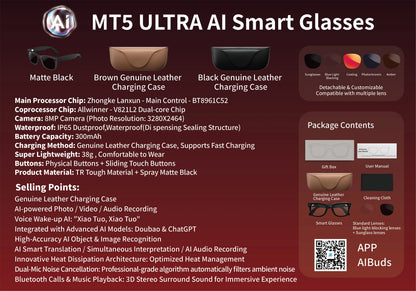 NEW MT5 Ultra AI Smart Glasses Real-time Translation Glasses