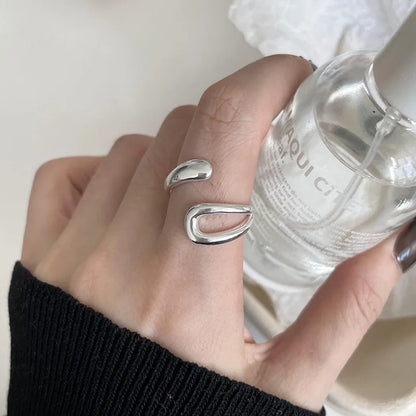VENTFILLE 925 Sterling Silver Finger Rings Hollow Chain
