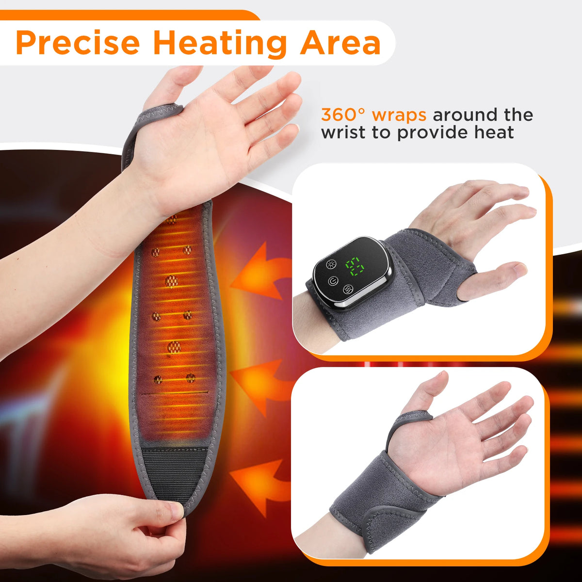 Cordless Wrist Brace with Heat Massager Wrap Rechargeable