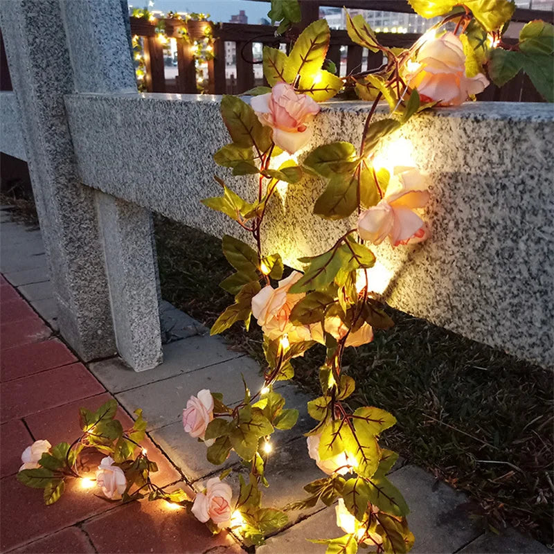 Solar Powered Sunflower Rose String Lights Artificial
