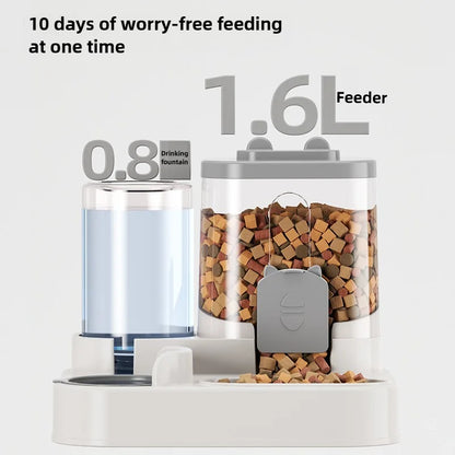 Cat Bowl Automatic Feeder with Spill Proof Design with Water Fountain