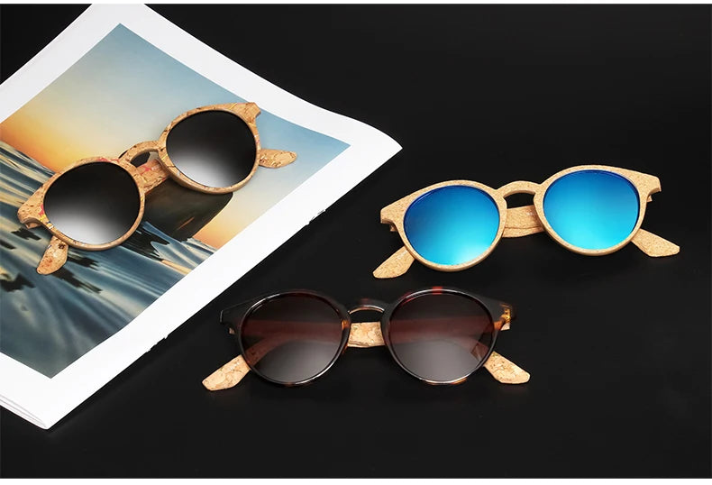 Kenbo Fashion Wood Grain Round Polarized Sunglasses