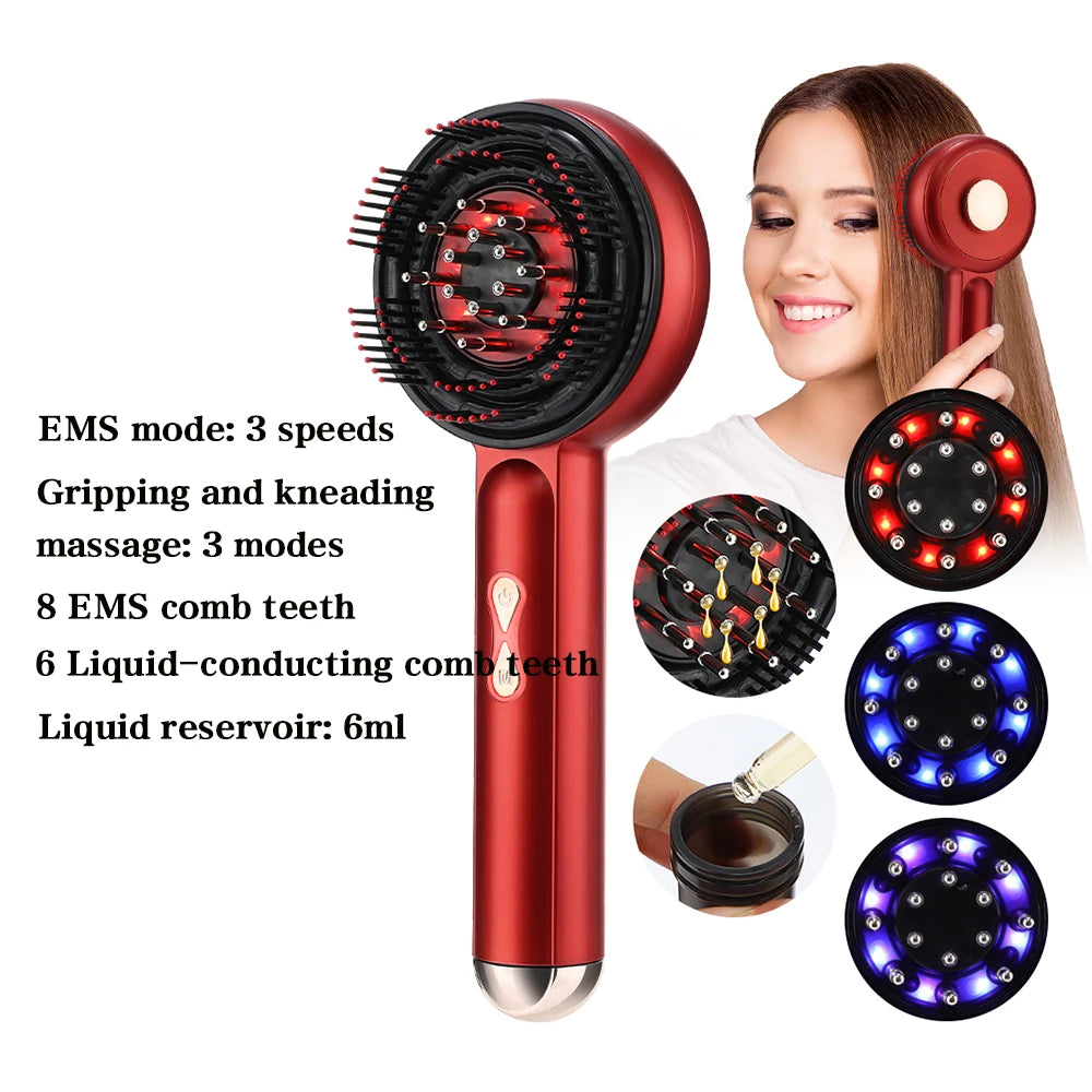 Electric Micro-current Massage Comb Red Light Hair Care