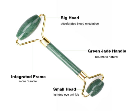 100% Natural Stone Gua Sha & Jade Roller Set
