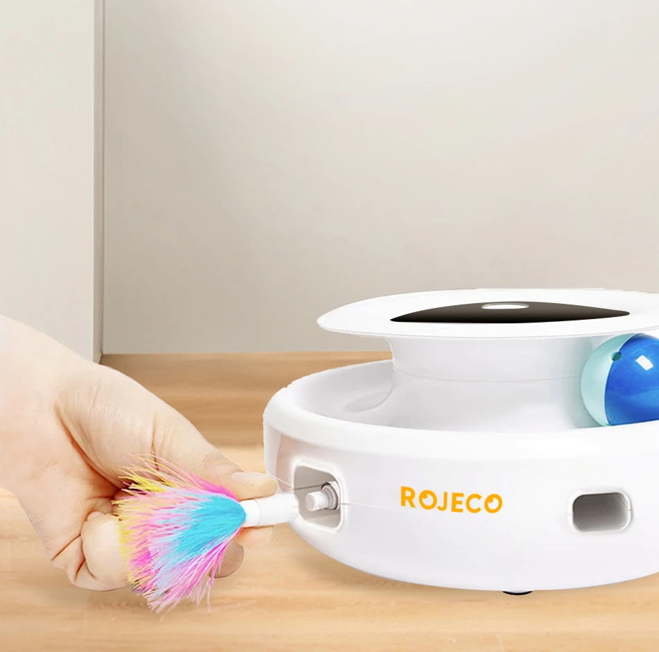 2 in 1 Smart Cat Toys Automatic Feather Fun Ball Toy Set