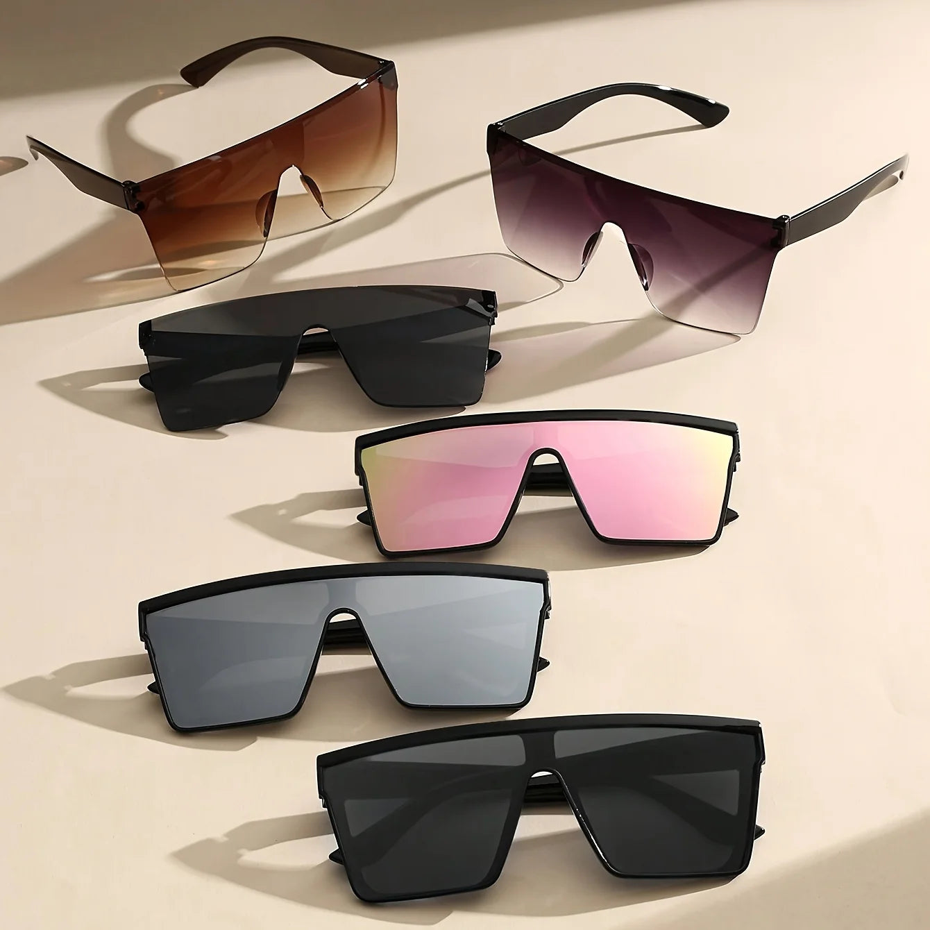 Oversize frame One-piece Goggle Men Woman Sunglasses