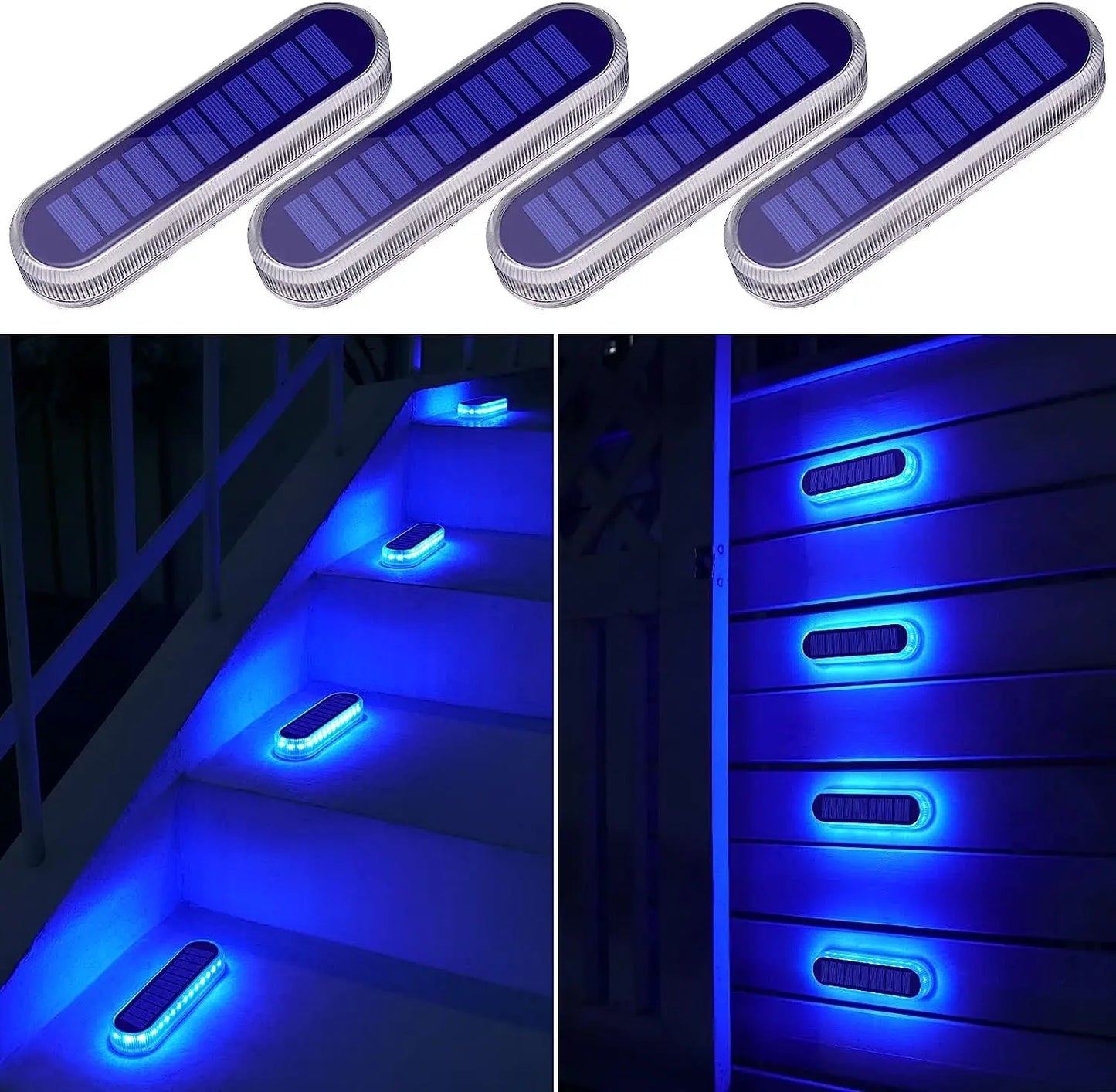 4 Pack Solar Deck Lights Outdoor Step Lights IP68 Solar