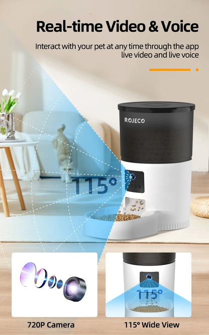 Automatic Cat Feeder With Camera Video Cat Food Dispenser Pet