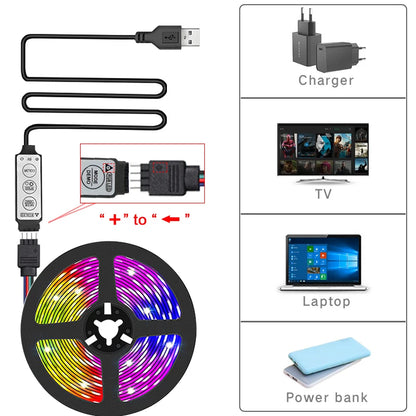 Led Lights for TV 3 Key Control Led Strip USB 5V Tape Lights