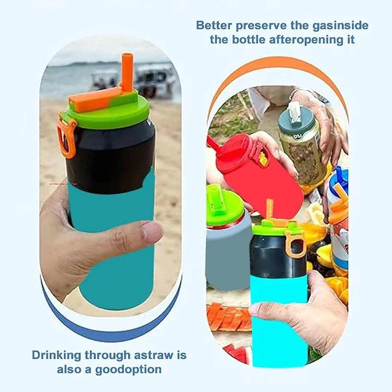 Portable Soda Can Lid Silicone Straw Soda Can Lid Reusable
