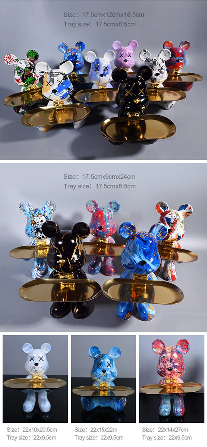 Colorful Bear Statues and Sculptures Butler Figure Ornaments