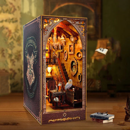 DIY Wooden Book Nook Magic Academy Dollhouses Miniature