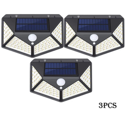 Solar Lights Outdoor 100 LED Wall Lamp Motion Sensor Lights