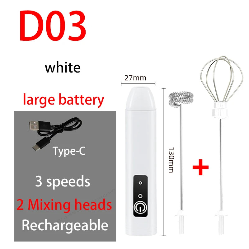HOT  Electric Milk Frother + Egg Beater Wireless Type-C Charging