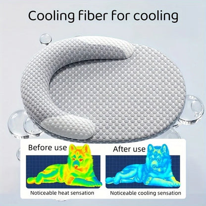 Summer Ice Silk Cooling Dog Bed Oval Breathable Heat Dissipation