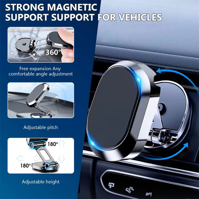 Aluminum Alloy Folding Magnetic Car Phone Holder 360° Rotation