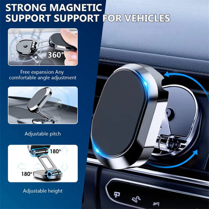Aluminum Alloy Folding Magnetic Car Phone Holder 360° Rotation